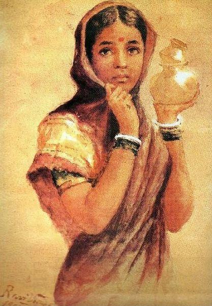 Raja Ravi Varma The Milkmaid oil painting picture